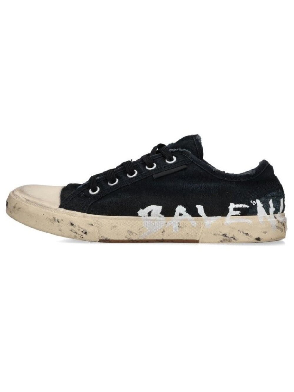 Balenciaga Distressed Logo Print Canvas Low-Top Sneakers